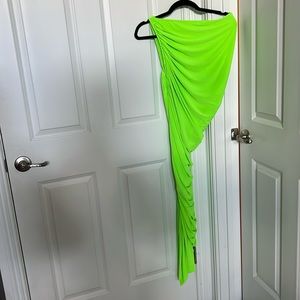 Norma Kamali one shoulder lime dress